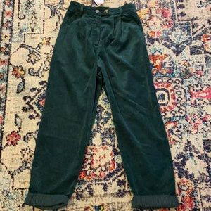Emerald Green corduroy Topshop Trousers NWT